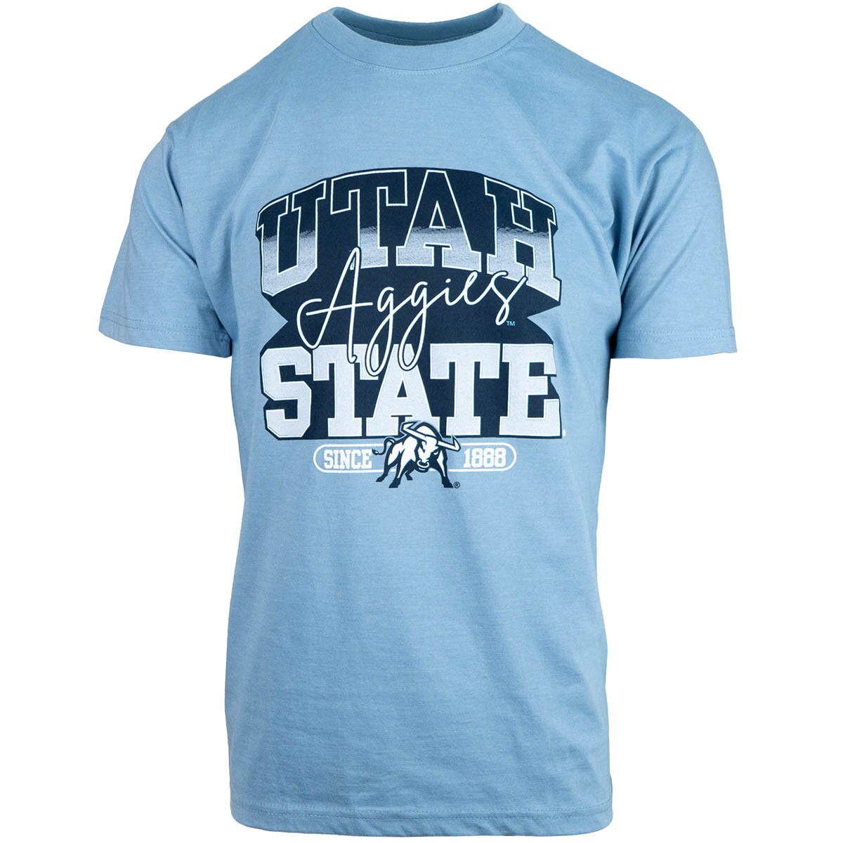 Utah State Aggies big gradient letters light blue unisex t-shirt